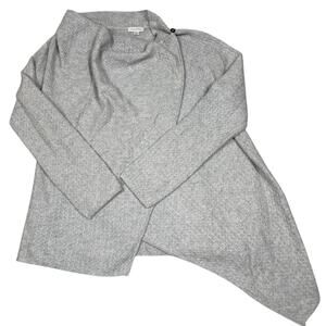 Garnet Hill Womens Size M Gray Cardigan Drape Front Button Cashmere